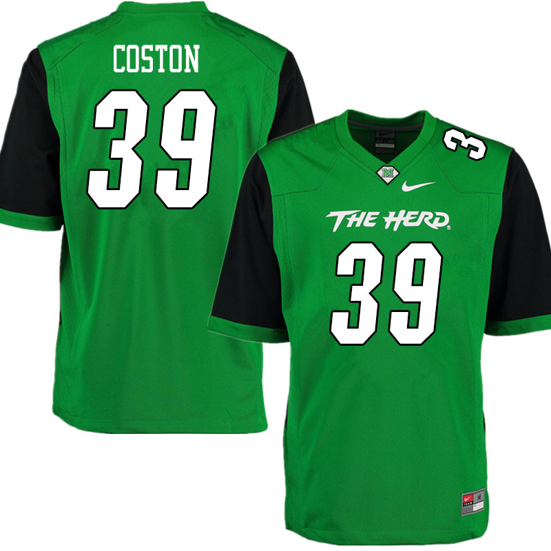 Men #39 Kentreaz Coston Marshall Thundering Herd College Football Jerseys Sale-Gren